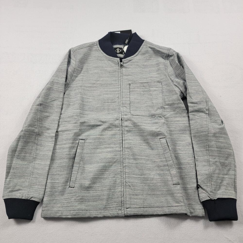Indigo Mens Madison Bomber Shirt Jacket in Space Dyed Twill Sz S (582)